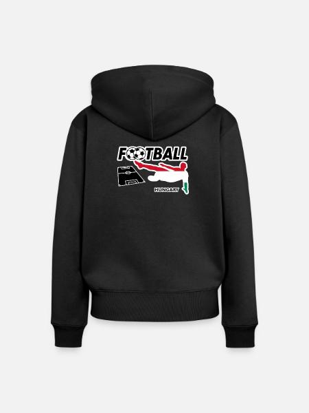 Fußball Fieber Ungarn - Frauen Premium Bio Zip Hoodie - Schwarz