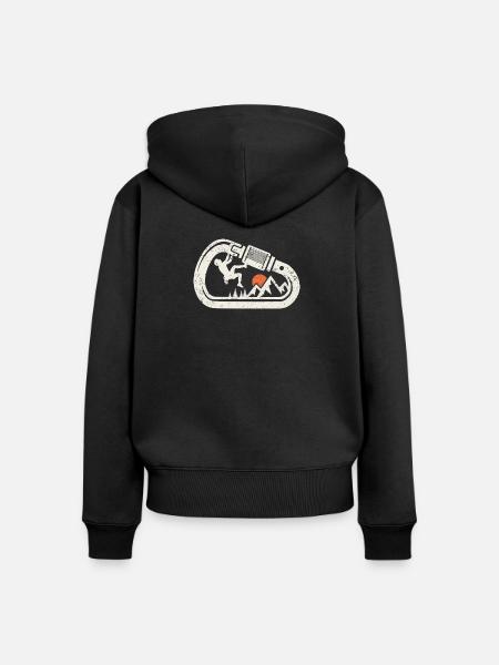 Klettern Bouldern Kletterer Felsklettern Karabiner - Frauen Premium Bio Zip Hoodie - Schwarz