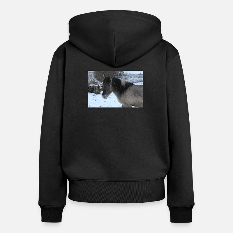 Affiche Cheval Cheval - Sweat à capuche zippé Premium bio Femme - noir