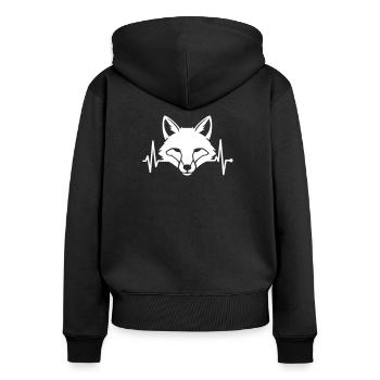 Rævehoved hjerteslag EKG Skovvektor - Premium økologisk hoodie med lynlås til kvinder - sort - Bagpå - Julia (174cm)
