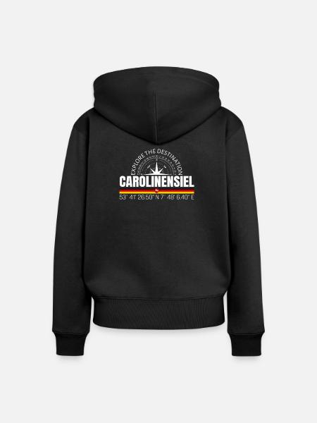 Carolinensiel - Frauen Premium Bio Zip Hoodie - Schwarz