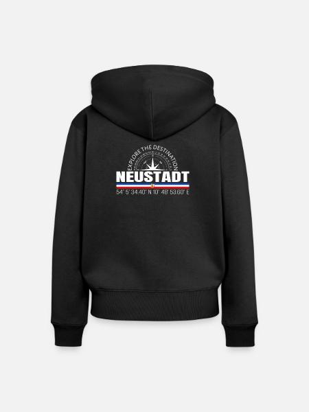 Neustadt - Frauen Premium Bio Zip Hoodie - Schwarz