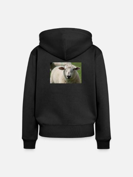 Nahaufnahme eines Schafes - Frauen Premium Bio Zip Hoodie - Schwarz