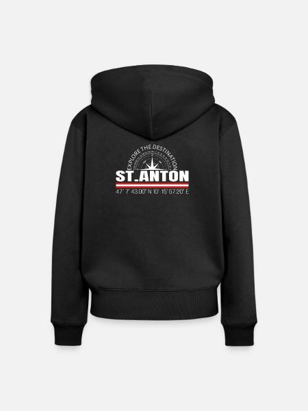 St. Anton - Frauen Premium Bio Zip Hoodie - Schwarz