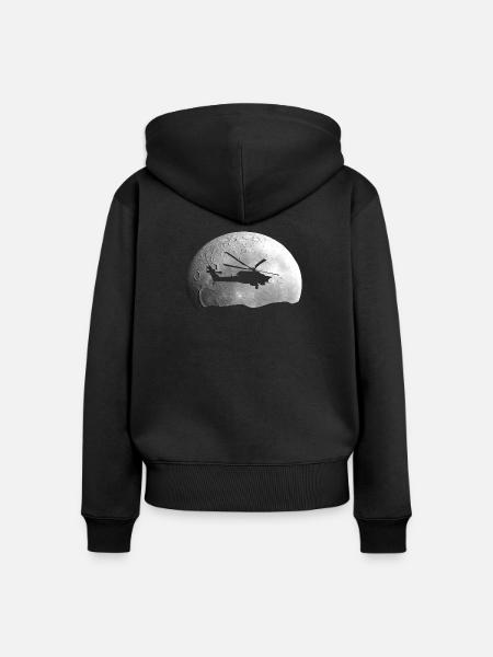 Hubschrauber Mond Geschenkidee - Frauen Premium Bio Zip Hoodie - Schwarz