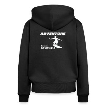 SURF EVENTYR - Premium økologisk hoodie med lynlås til kvinder - sort - Bagpå - Julia (174cm)