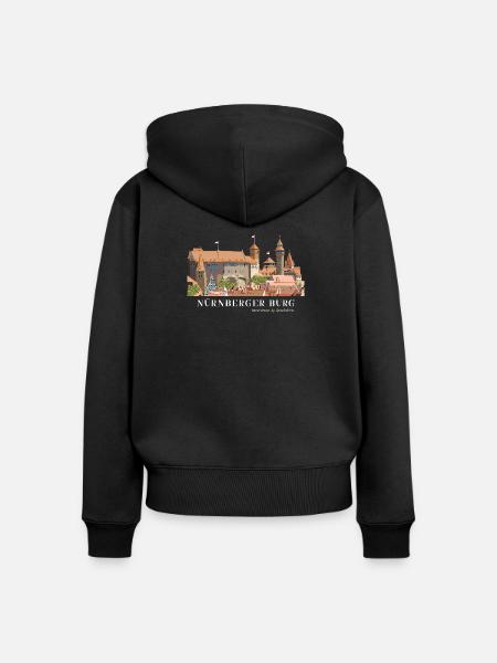 Nürnberger Burg Handzeichnung - Frauen Premium Bio Zip Hoodie - Schwarz