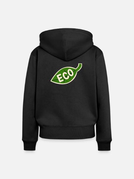 Öko-Blatt-Emblem – Minimalismus - Frauen Premium Bio Zip Hoodie - Schwarz