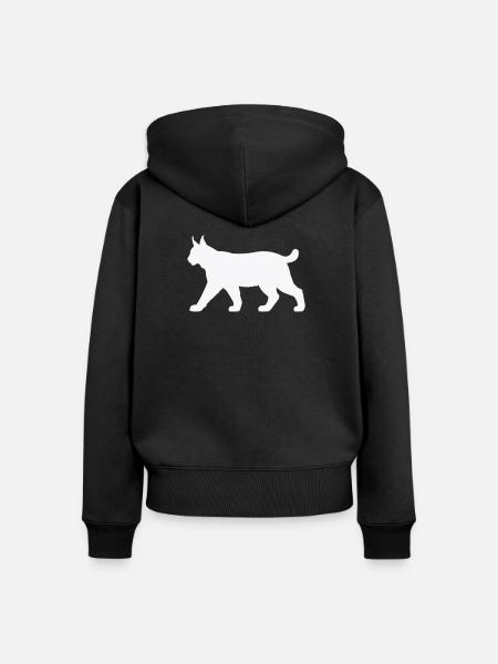 Luchs Silhouette Weiß - Frauen Premium Bio Zip Hoodie - Schwarz