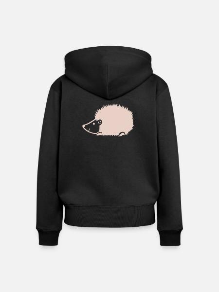Kuscheliger Igel Silhouette - Frauen Premium Bio Zip Hoodie - Schwarz