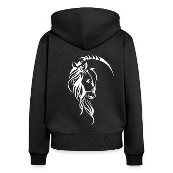 Wunderschönes Pferd Pferdekopf - Frauen Premium Bio Zip Hoodie - Schwarz - Hinten - Julia (174cm)