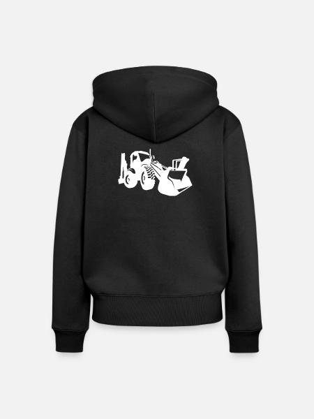 Bagger Radlader Baugeräteführer Silhouette - Frauen Premium Bio Zip Hoodie - Schwarz