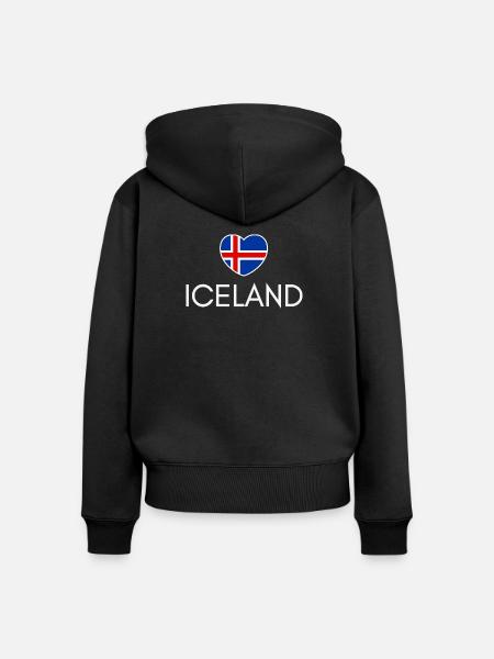 Herz mit isländischer Flagge, isländischer Stolz - Frauen Premium Bio Zip Hoodie - Schwarz