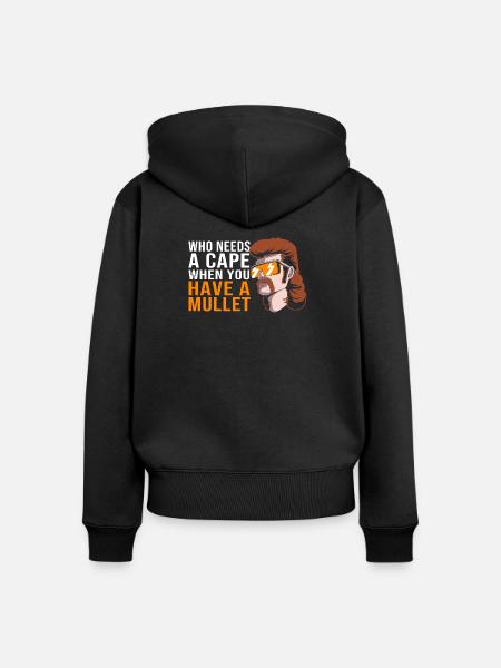 Mullet Haarschnitt Vokuhila - Frauen Premium Bio Zip Hoodie - Schwarz