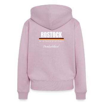 Rostock - Frauen Premium Bio Zip Hoodie - Altrosa - Hinten - Julia (174cm)
