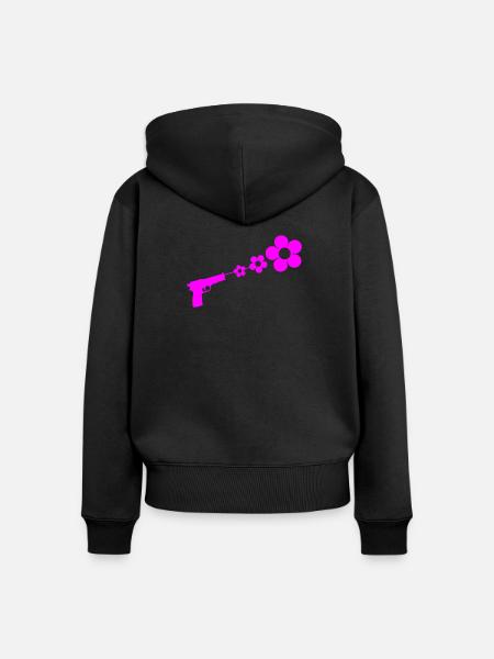 flowergun_1 - Frauen Premium Bio Zip Hoodie - Schwarz