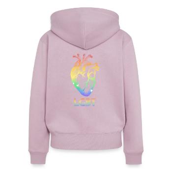Menschliches Herz Lgbt - Frauen Premium Bio Zip Hoodie - Altrosa - Hinten - Julia (174cm)