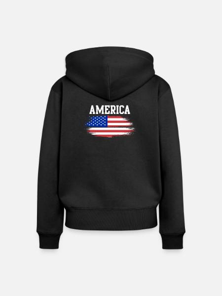 Flaggenbrush Americana - Frauen Premium Bio Zip Hoodie - Schwarz
