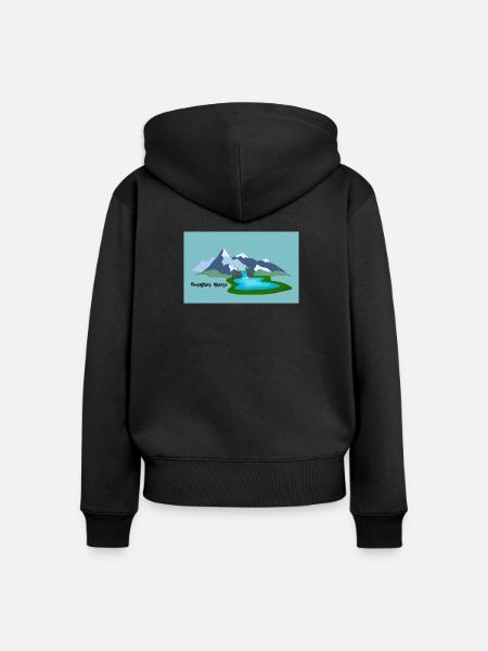 Bergwind und Wasserfall Naturbild - Frauen Premium Bio Zip Hoodie - Schwarz