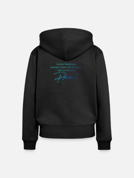 Voltigieren Spruch – Geschenk für Voltigierer - Frauen Premium Bio Zip Hoodie - Schwarz