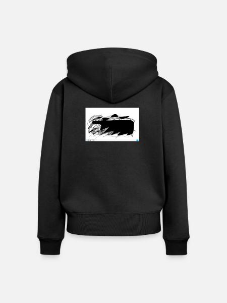 Schwarzer Abstrakt-Blob mit Linien - Frauen Premium Bio Zip Hoodie - Schwarz