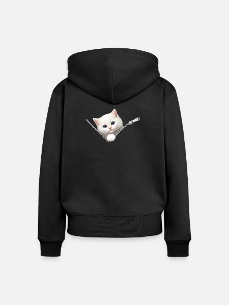 Süßes Kätzchen Reißverschluss Katze - Frauen Premium Bio Zip Hoodie - Schwarz