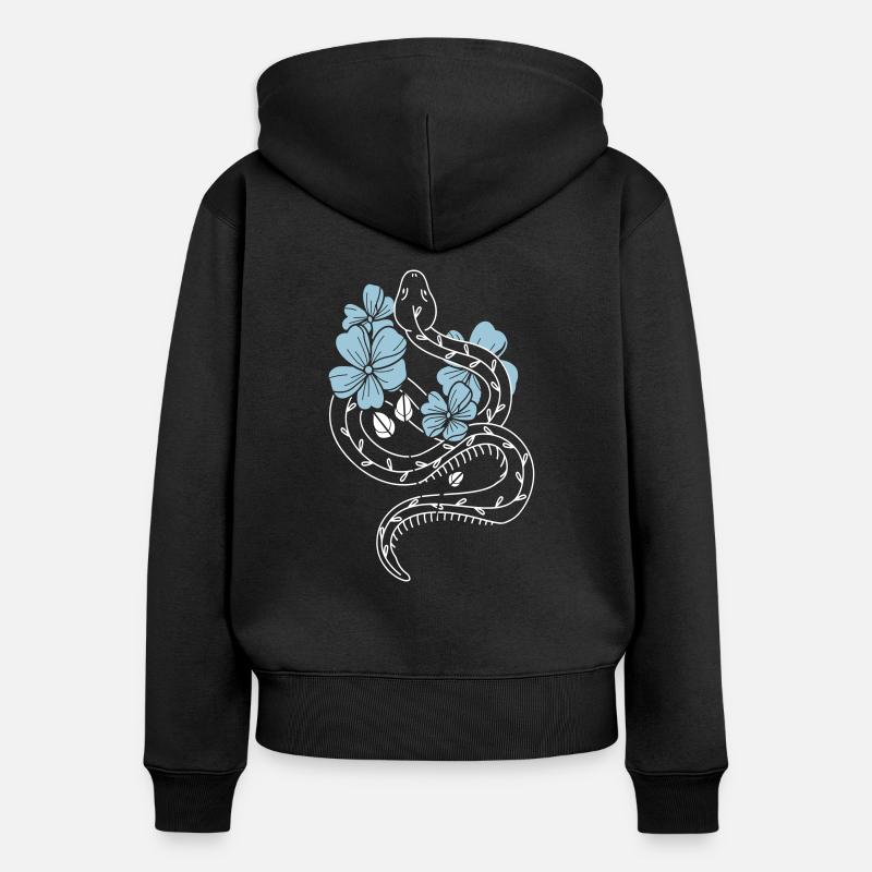 Snake Flower Snake Tattoo Bstyled Mode décontractée - Sweat à capuche zippé Premium bio Femme - noir