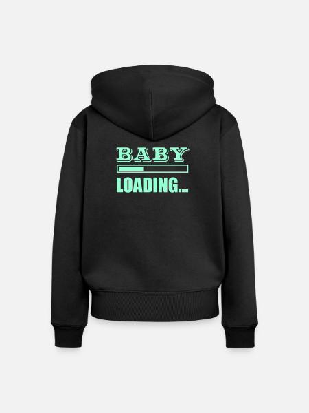 Baby Loading Grafik - Frauen Premium Bio Zip Hoodie - Schwarz