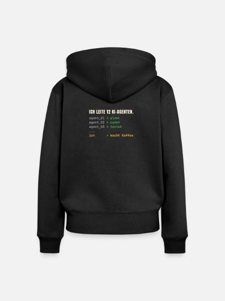 Ich leite 12 KI-Agenten – Chef-Shirt - Frauen Premium Bio Zip Hoodie - Schwarz