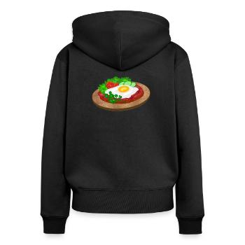 Strammer Max - Frauen Premium Bio Zip Hoodie - Schwarz - Hinten - Julia (174cm)