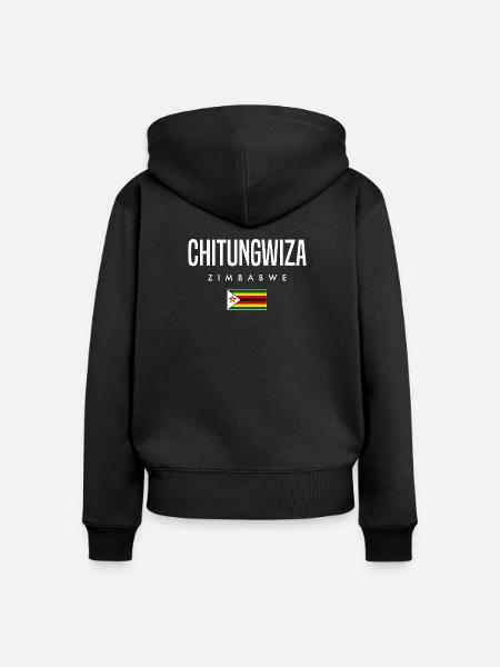 Chitungwiza Simbabwe - Frauen Premium Bio Zip Hoodie - Schwarz