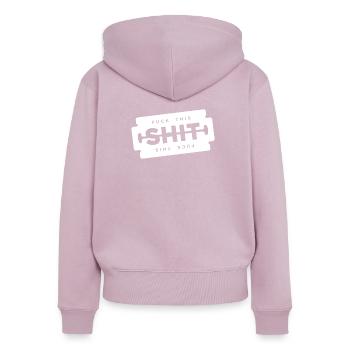 Scheiß auf diese Scheiße, Rasierklinge, - Frauen Premium Bio Zip Hoodie - Altrosa - Hinten - Julia (174cm)
