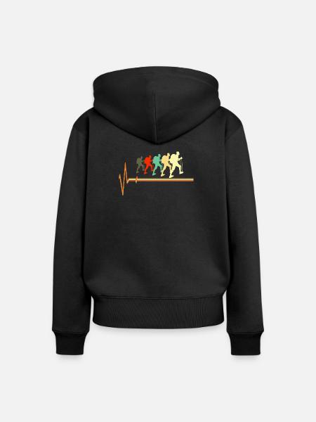 Retro-Wander-Heartbeat-Puls-Silhouette - Frauen Premium Bio Zip Hoodie - Schwarz