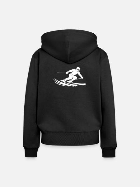Ski Silhouette - Frauen Premium Bio Zip Hoodie - Schwarz