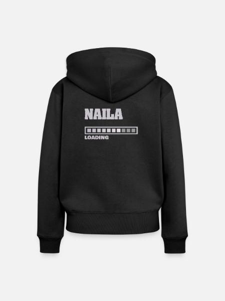 Naila als Geburt - Frauen Premium Bio Zip Hoodie - Schwarz