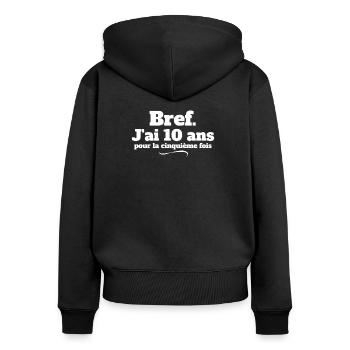anniversaire 50 ans, 50 ans, j'ai 50 ans - Sweat à capuche zippé Premium bio Femme - noir - Dos - Julia (174cm)