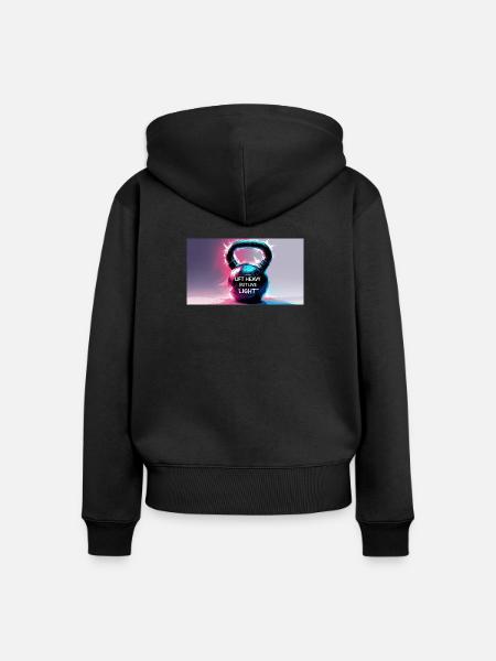 Kettelball mit Motivationsspruch - Frauen Premium Bio Zip Hoodie - Schwarz