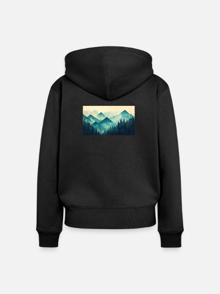 Wald Berge - Frauen Premium Bio Zip Hoodie - Schwarz