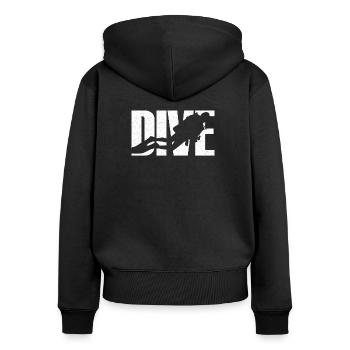 Plongeur - Sweat à capuche zippé Premium bio Femme - noir - Dos - Julia (174cm)