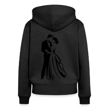 Mariée Marié Jeunes Mariés Mariage - Sweat à capuche zippé Premium bio Femme - noir - Dos - Julia (174cm)