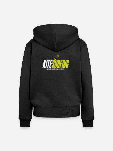 Kitesurfen - Wind Design - Frauen Premium Bio Zip Hoodie - Schwarz