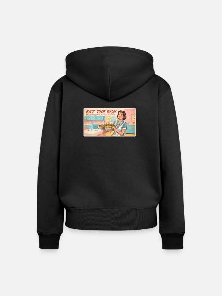 Eat the Rich – Retro-Satire - Frauen Premium Bio Zip Hoodie - Schwarz