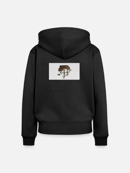 Steampunk-Luftschiff Fantasie - Frauen Premium Bio Zip Hoodie - Schwarz