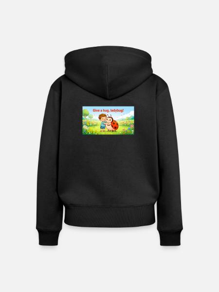 GIB EINE UMARMUNG, LADYBUG, - Frauen Premium Bio Zip Hoodie - Schwarz