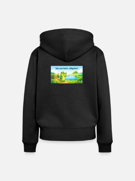 BIS SPÄTER, ALLIGATOR. - Frauen Premium Bio Zip Hoodie - Schwarz