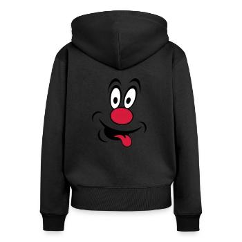 clown - Frauen Premium Bio Zip Hoodie - Schwarz - Hinten - Julia (174cm)