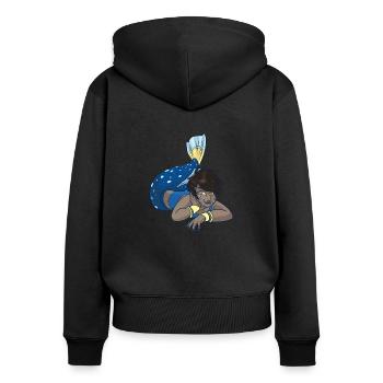 Bixy die Meerjungfrau - Frauen Premium Bio Zip Hoodie - Schwarz - Hinten - Julia (174cm)