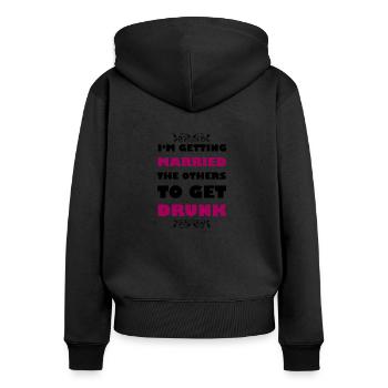 célibataire - Sweat à capuche zippé Premium bio Femme - noir - Dos - Julia (174cm)