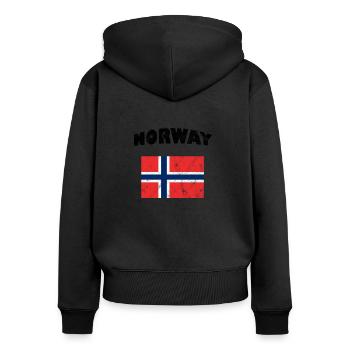 Norwegen Flagge - Frauen Premium Bio Zip Hoodie - Schwarz - Hinten - Julia (174cm)