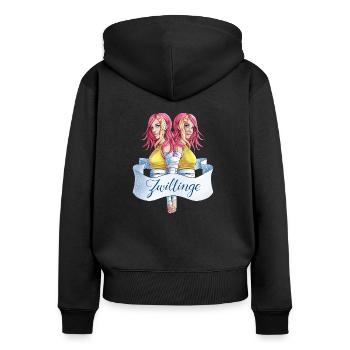 Sternzeichen Zwillinge Gemini Illustration - Frauen Premium Bio Zip Hoodie - Schwarz - Hinten - Julia (174cm)